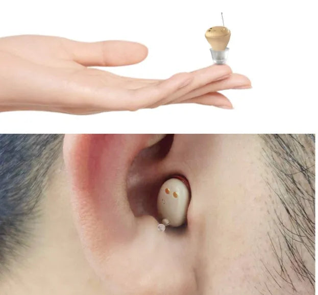 Luna RL60M intelligent sound amplifier earplugs in medical silicone, shown in black and skin colours