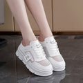 Women's mesh slippers with height-increasing insole in black, khaki and white colours