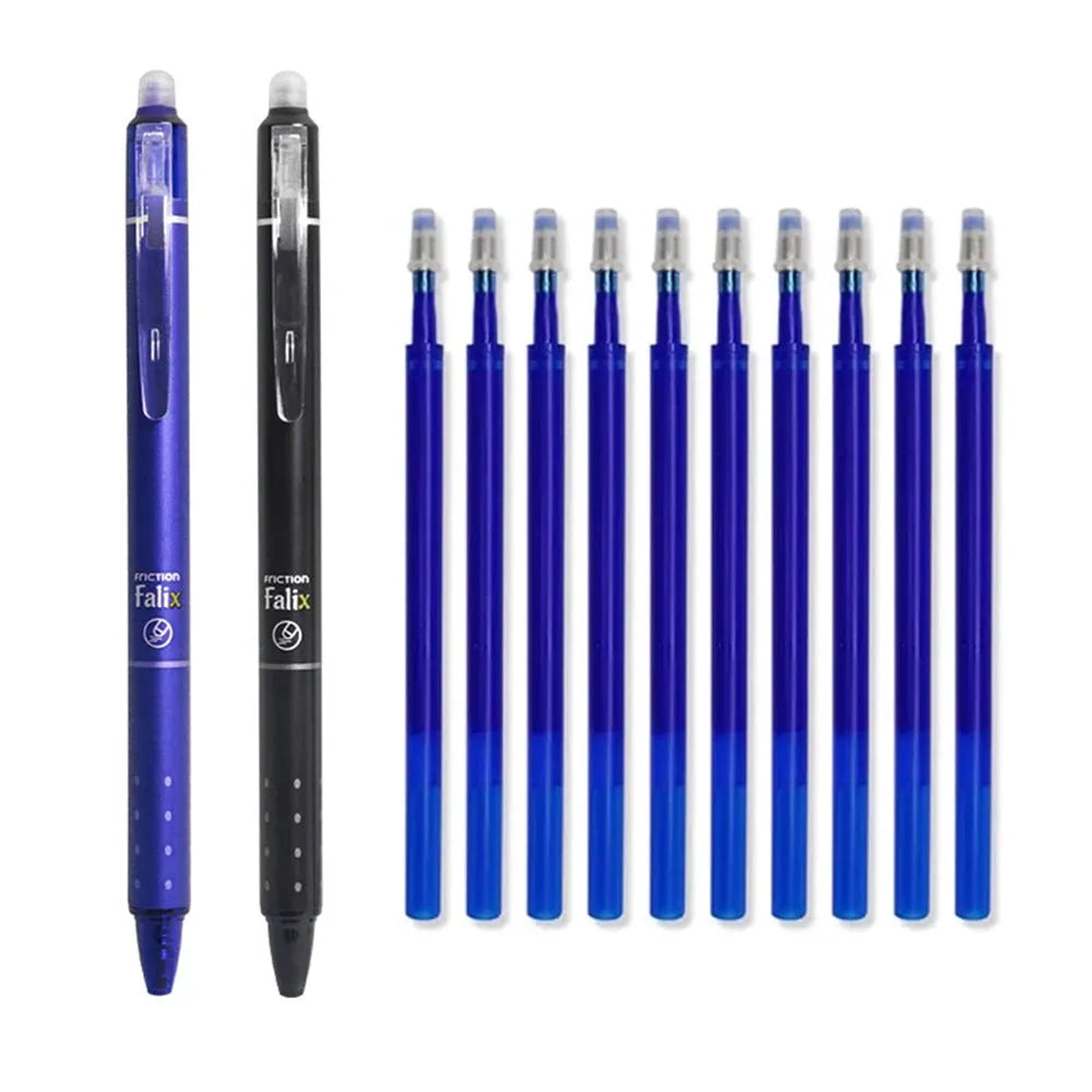 Erasable 0.5mm gel pen with plastic shell and stainless steel nib for school writing