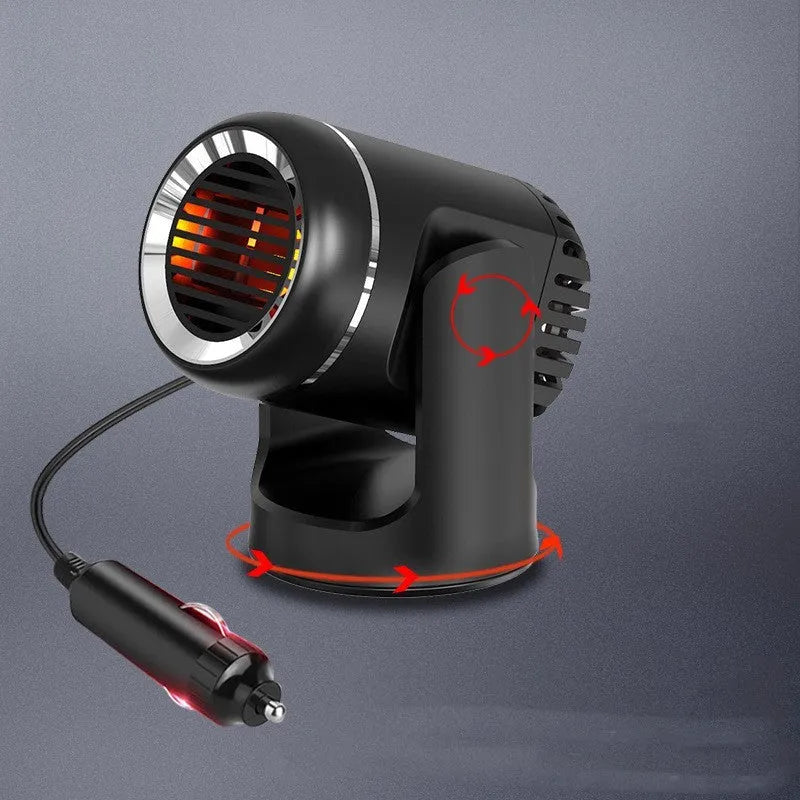 Black and white 12V car heater defroster with power cord for vehicle windscreen clearing