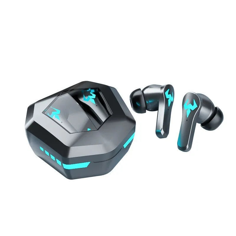 Black wireless Bluetooth sports headset with in-ear earplug design and noise cancellation