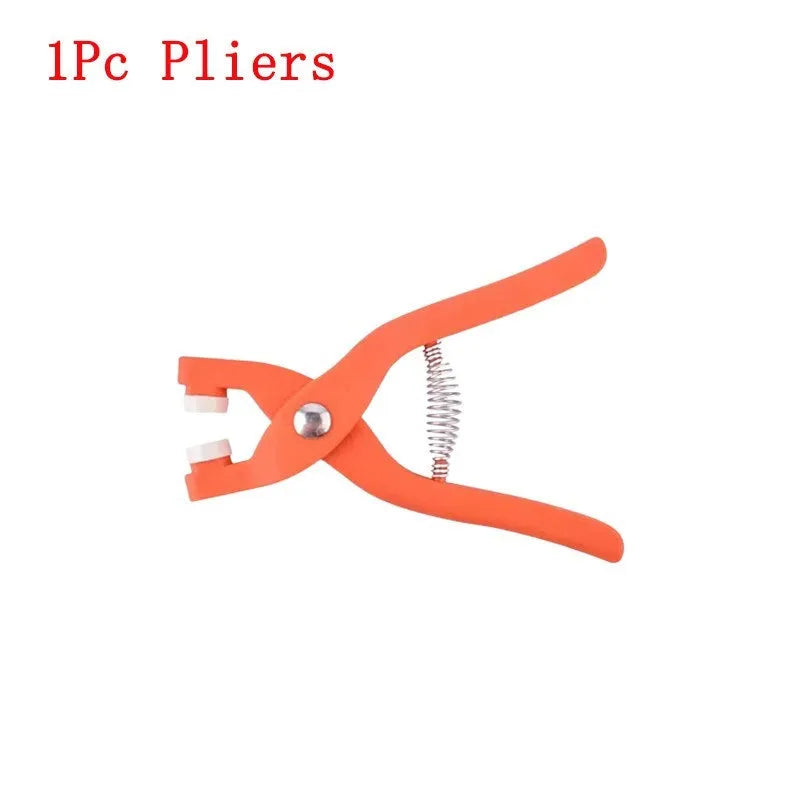 Stainless steel no-sew clothing button kit with pliers for children's garments