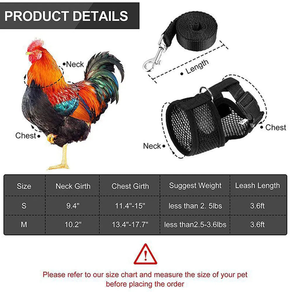 Poultry harness vest set with matching collar and bow tie in multiple colours for chickens and ducks