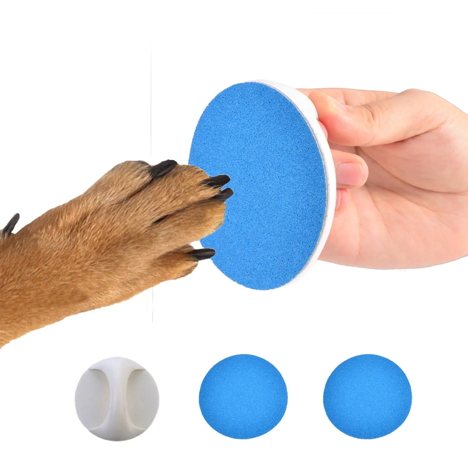 Square dog nail scratch board with ergonomic handle in one of four colours.