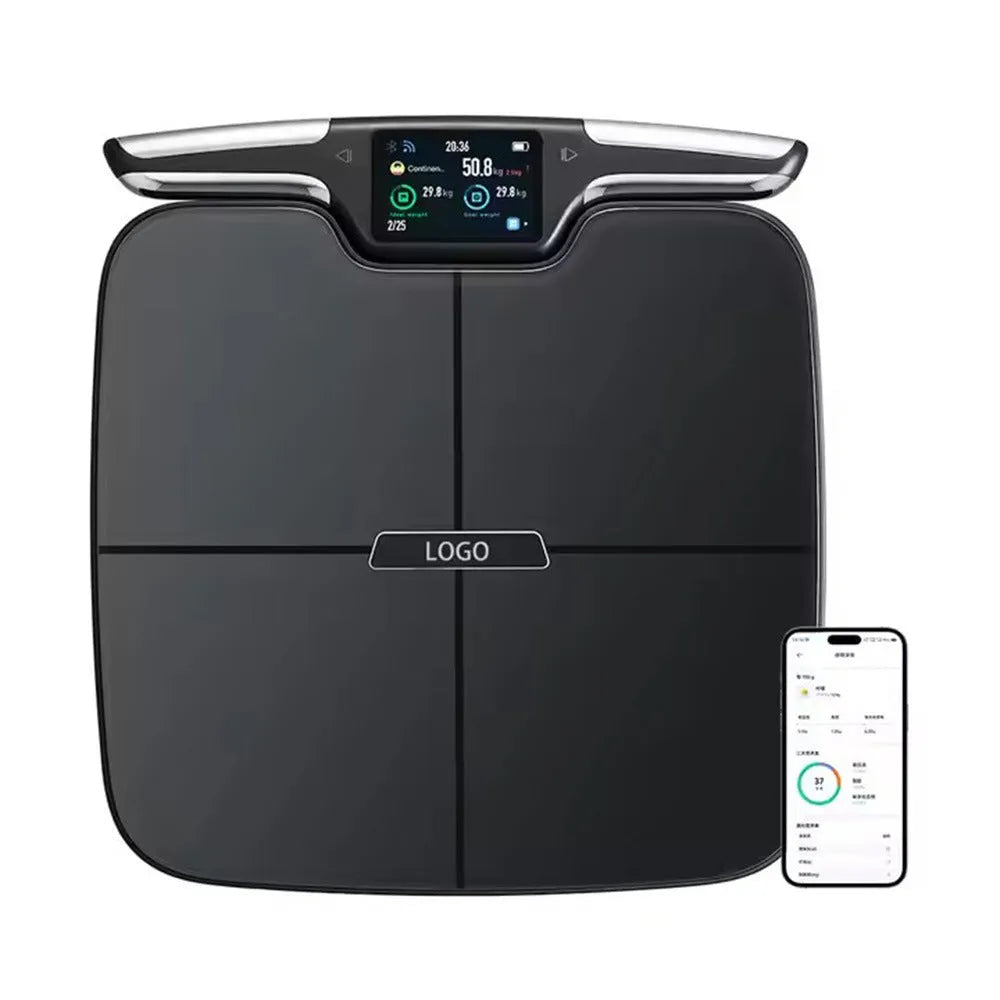 Black eight-electrode body fat intelligent electronic weighing scale 45x45cm