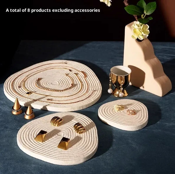 Flannel tree wheel jewellery display stand with rotating design, small size 12x11.5cm, black colour