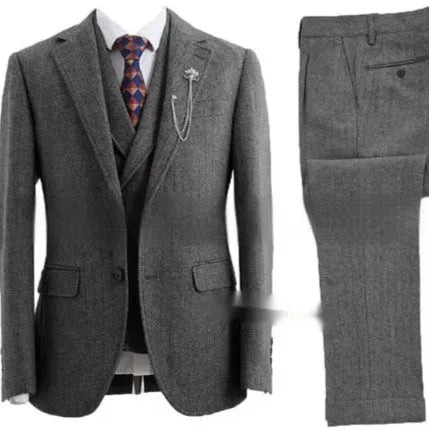 Men's slim fit three-piece nylon suit in light business style colour brown