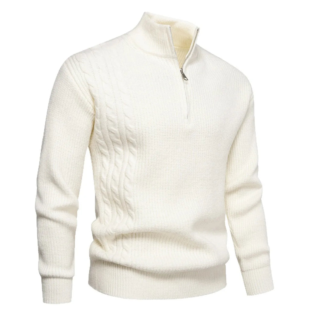 Men's Half-zip Pullover Sweater Casual Polyester Thickened Loose Fit Sweatshirt for Autumn Winter Seasonal Wear Available in Army Green Beige Black Gray Wine Red Sizes M L XL 2XL 3XL Asian Sizing