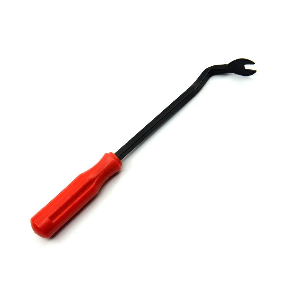 Red-handled steel clip driver pliers for General Motors automotive door panel nailing.