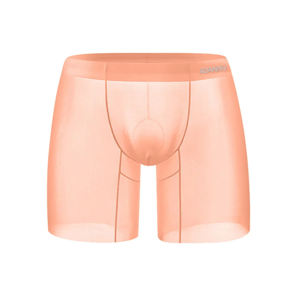 Men's seamless sports boxers in nylon fabric with low-waist design