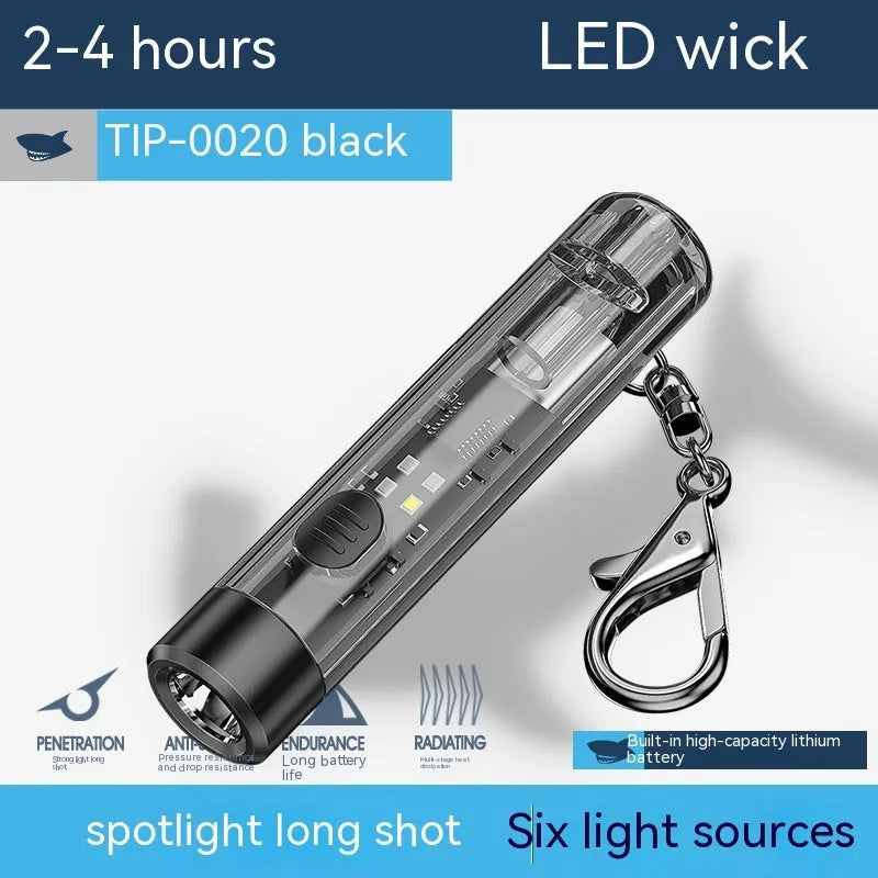 Fashion Personality Portable Outdoor Flashlight USB rechargeable plastic black