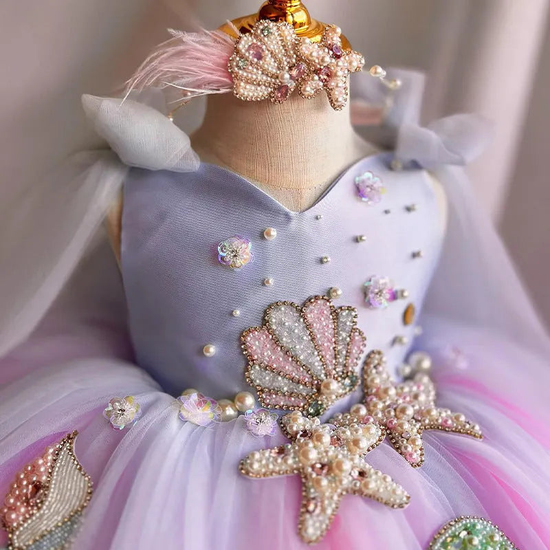 Children's linen pettiskirt princess birthday dress for girls 80-160cm in picture colour