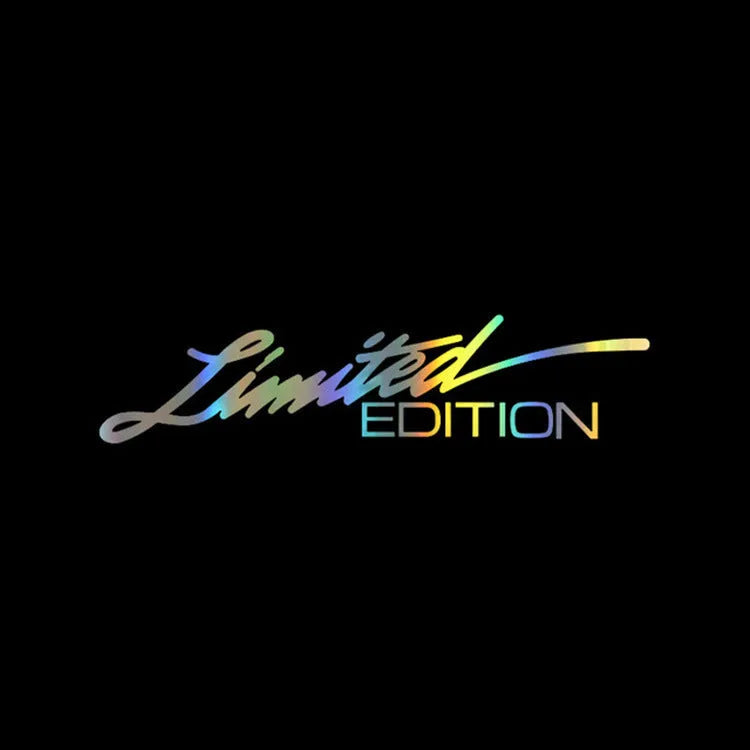 Plastic reflective English bumper sticker showing black, white and colourful options.