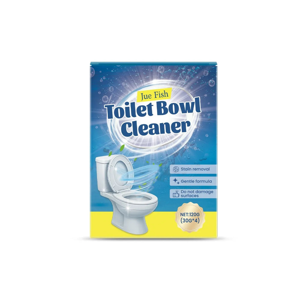 Toilet cleaning powder in four 30g sachets with descaling and stain removal formula