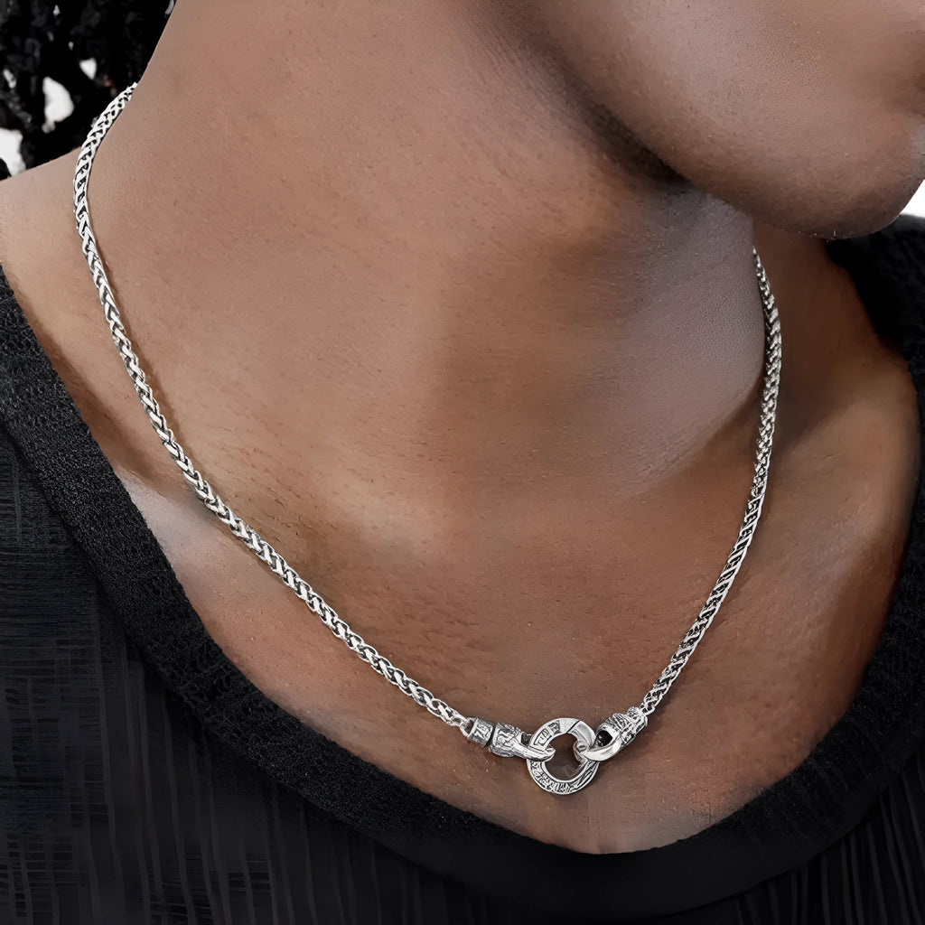 S925 sterling silver dainty clavicle necklace for women shown on a model, available in 50cm, 55cm and 60cm lengths.