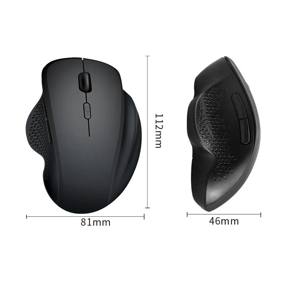 Wireless computer mouse with USB charging cable in black or grey colour