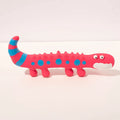 Green cartoon lizard-shaped latex dog squeaky chew toy for aggressive chewers.