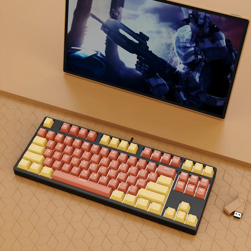 87-key mechanical gaming keyboard with dual-colour backlighting and metal chassis