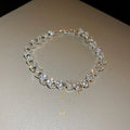 Silver heart bracelet for women with inlaid zircon and love heart charm, fashion OL style