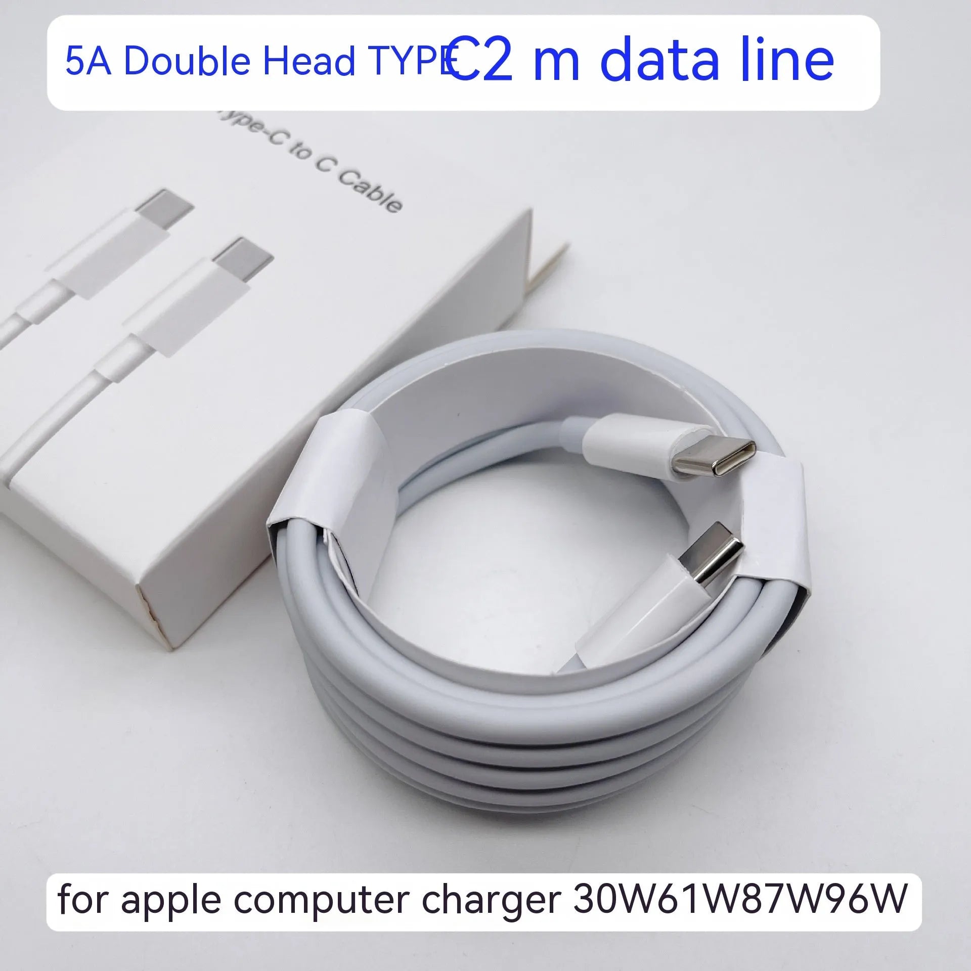 61W laptop power adapter charger with 2m C to C cable and multiple plug options