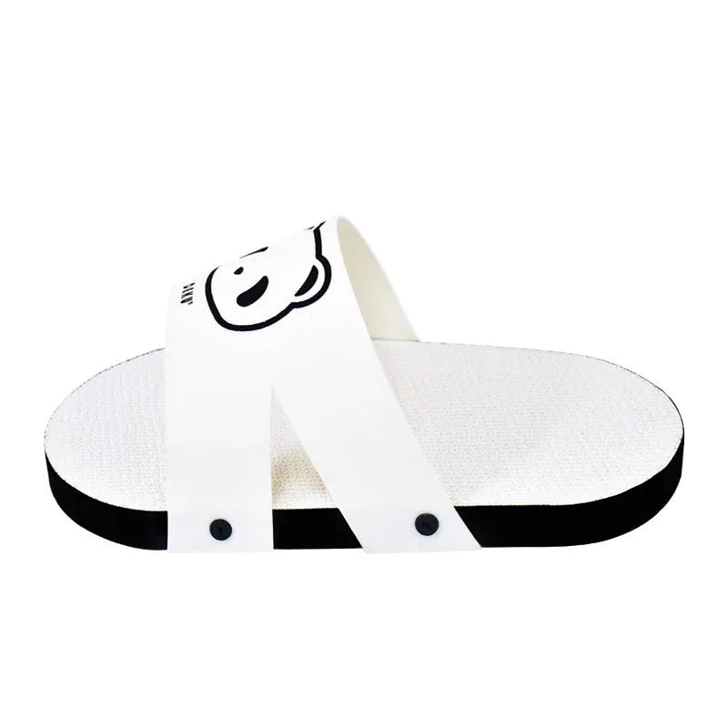 White corrugated paper cat scratch board designed in a slipper shape.