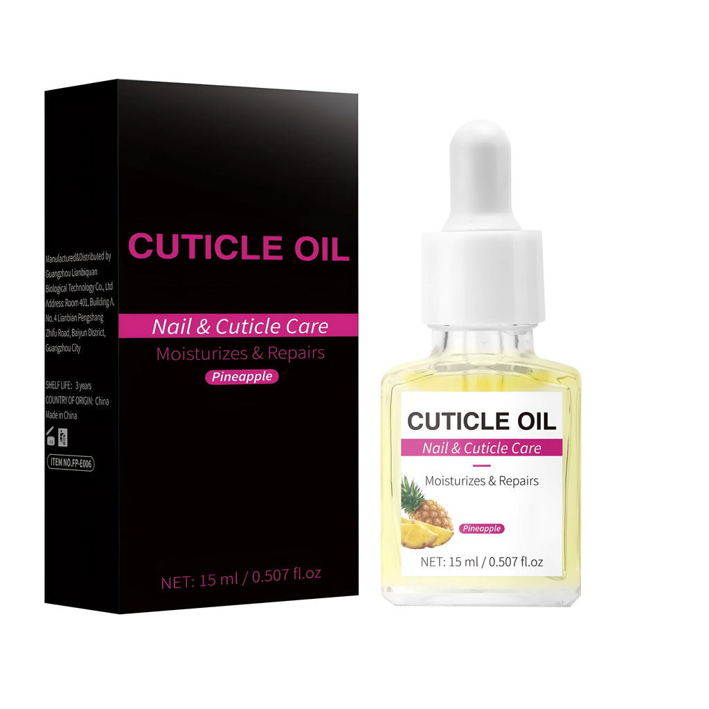 15ml bottle of nail cuticle oil with dropper applicator for stratum corneum formula moisturisation