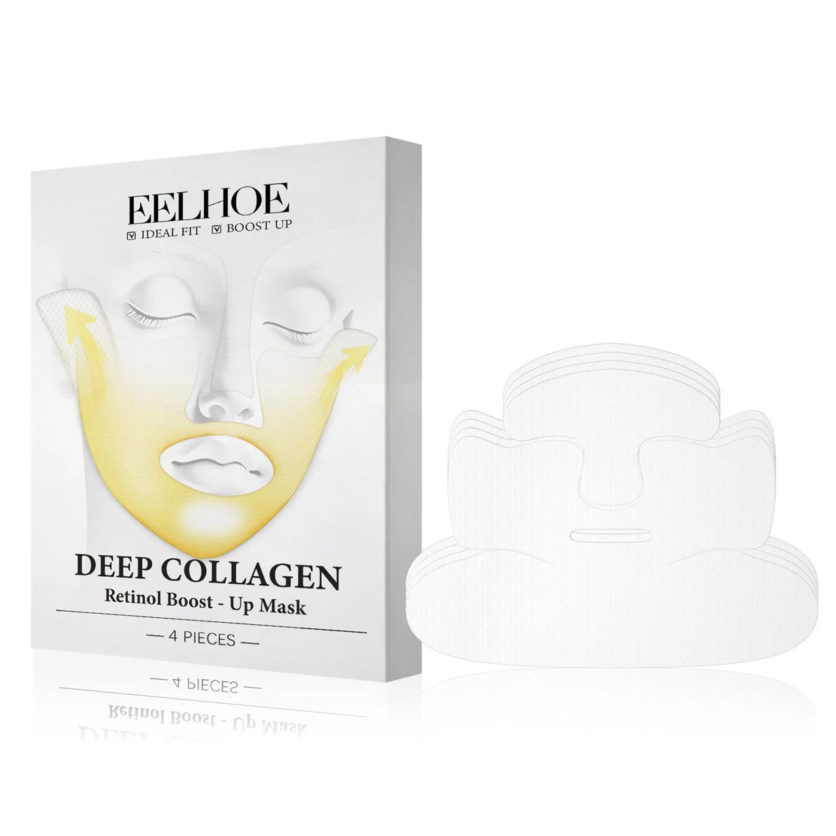 Collagen tightening facial mask sheet 4 pack 23.5 x 16.8 cm for soft delicate skin