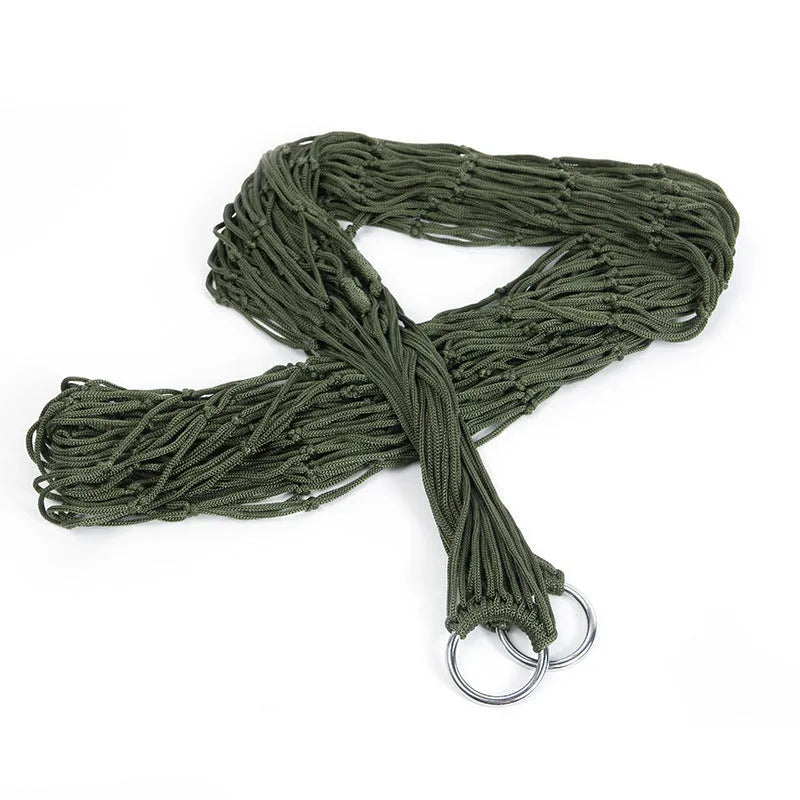 9-strand nylon rope hammock in red, blue, green, orange or army green, portable outdoor swing bed with 100 maximum load