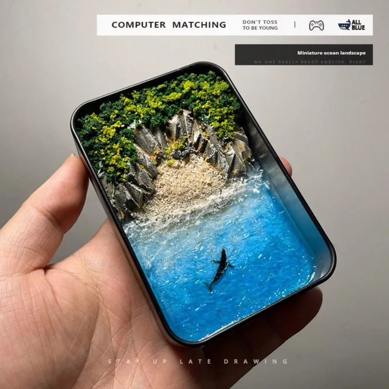 Handmade bamboo marine landscape ornament for DIY aquarium and craft projects