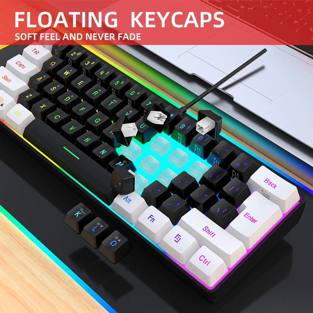 Simple wired 61-key USB membrane keyboard in multiple colour options including white and black