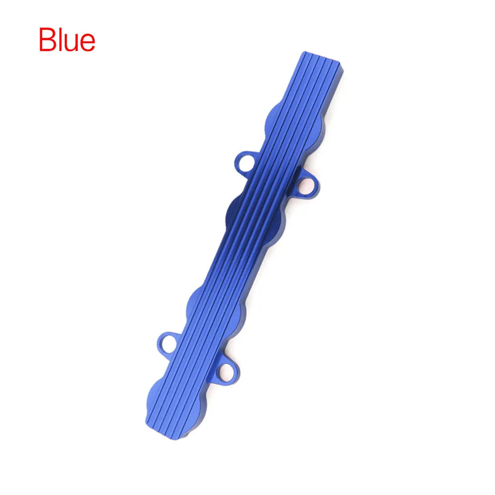 Aluminium alloy engine cover shown in red, blue, and silver colour options