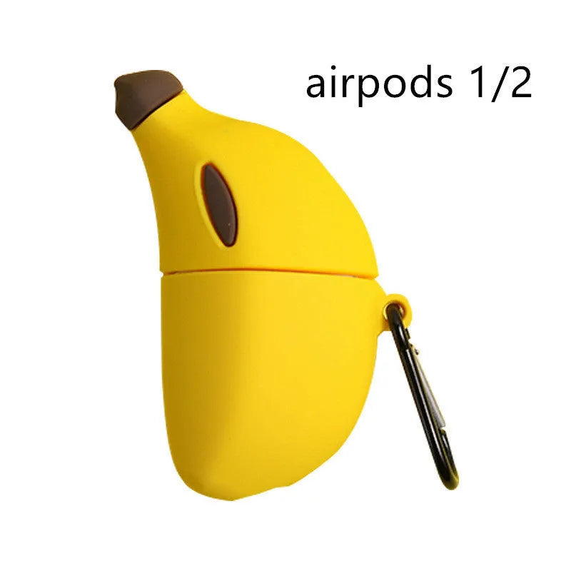 Yellow silicone protective case for Apple AirPods Pro wireless headphones on white background