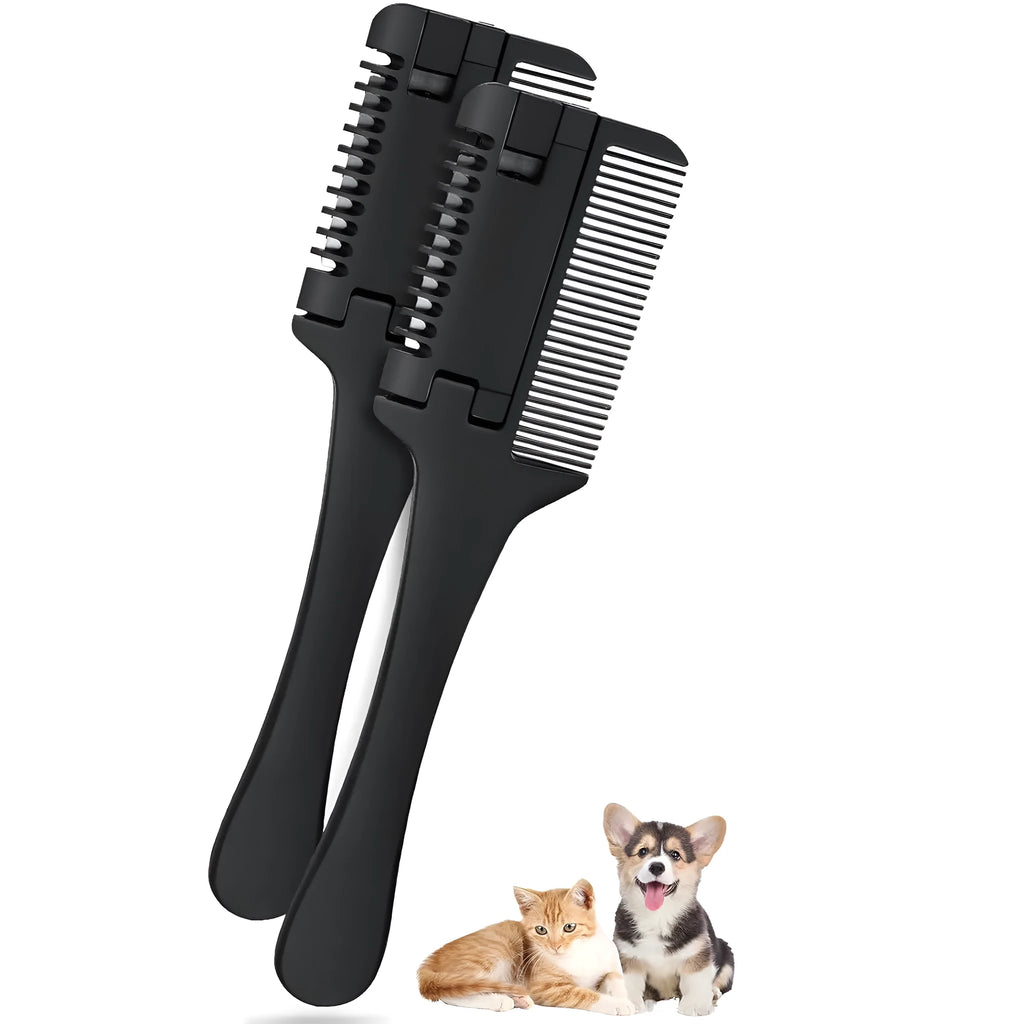 19cm dog and cat razor comb with detangling teeth and trimming blade plus 10 replacement blades