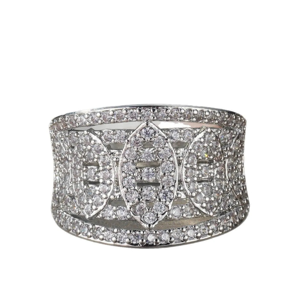 Personalized zircon micro setting ring in picture colour alloy, shown as a women's fashion ring in sizes No 6 to No 10