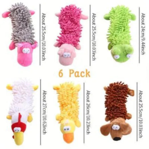 Plush microfibre dog chew toy shaped like horse molar with crinkle sound