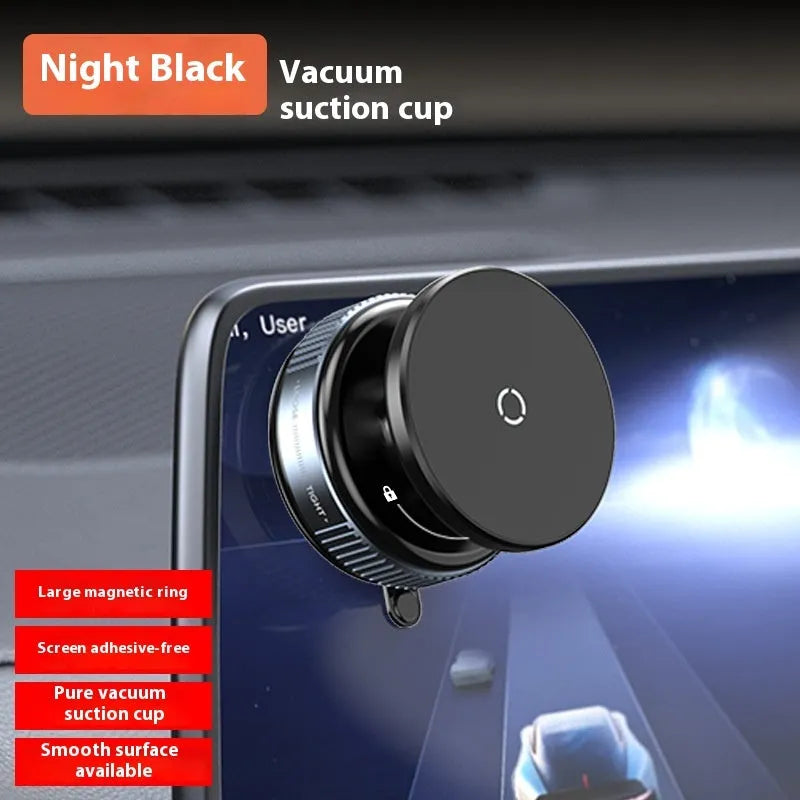 Alloy vacuum suction mobile phone bracket in silver on car dashboard for hands-free use