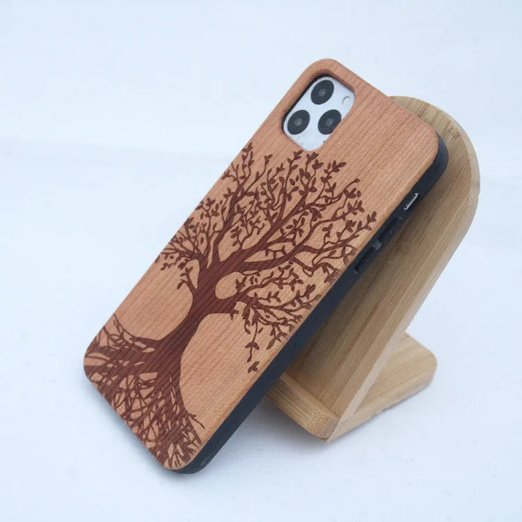 Wooden phone case with TPU and solid wood in elephant design for Apple and Samsung phones