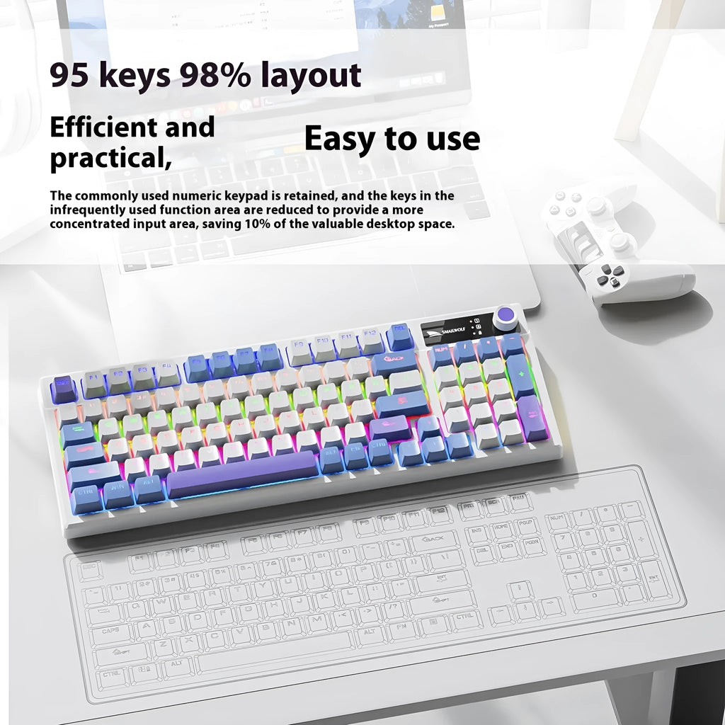 SK15 wired mechanical keyboard for laptops with mixed light green switches in three colour options