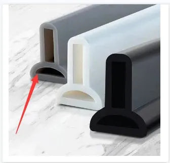 Flexible black TPE silicone water blocking strip for bathroom shower floor.