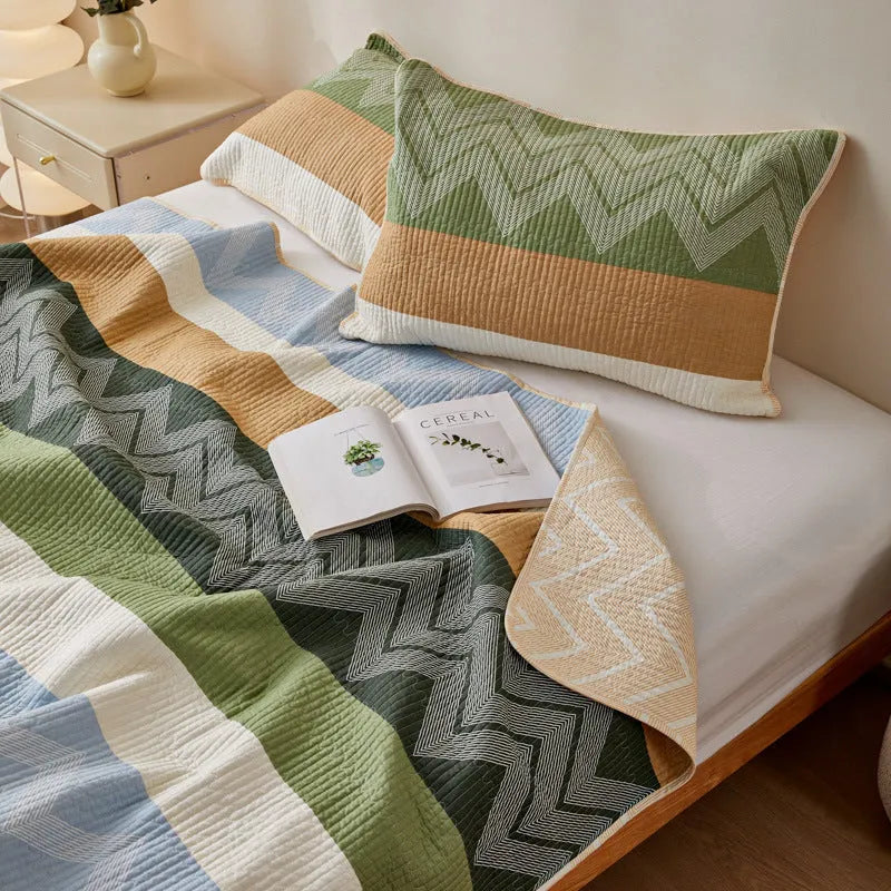 Pure cotton printed bed sheet set in modern simple design showing bedspread style