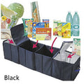 4-compartment foldable multipurpose car storage box in black oxford fabric, measuring 115x30x30cm