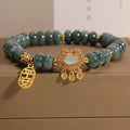 Women's bracelet with emerald jade abacus beads and alloy safety lock clasp