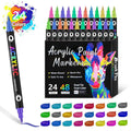 Set of washable double-headed acrylic marker pens with fine and broad tips, showing opaque colours.