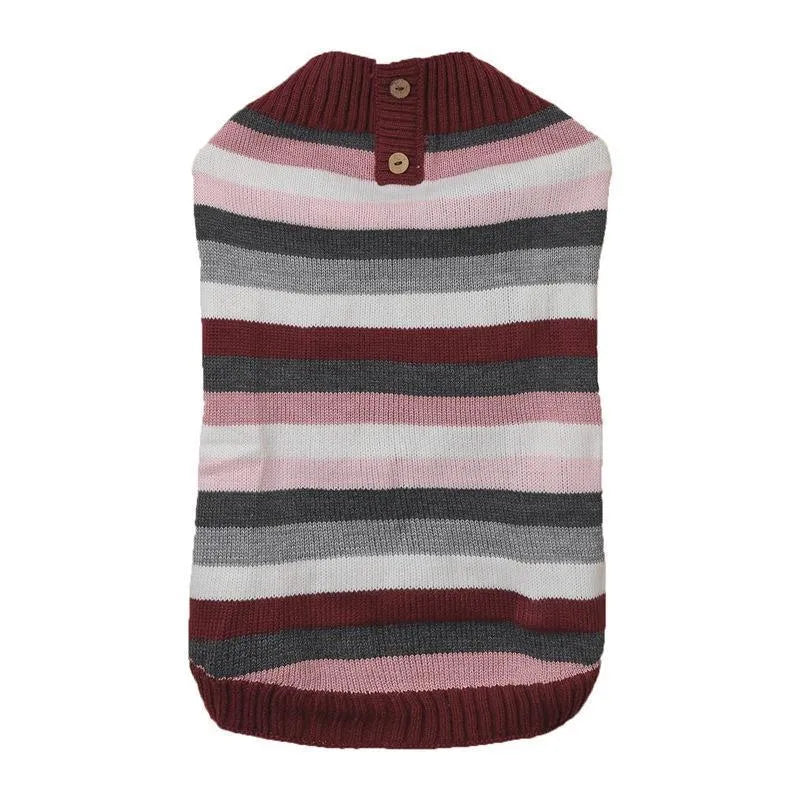 Contrast colour dog jumper sweater with horizontal zipper pocket and button closure
