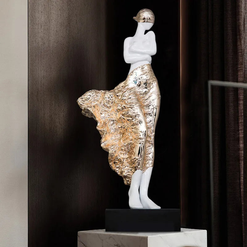 48cm modern sculptured character ornament in rose gold or silver colour on display surface