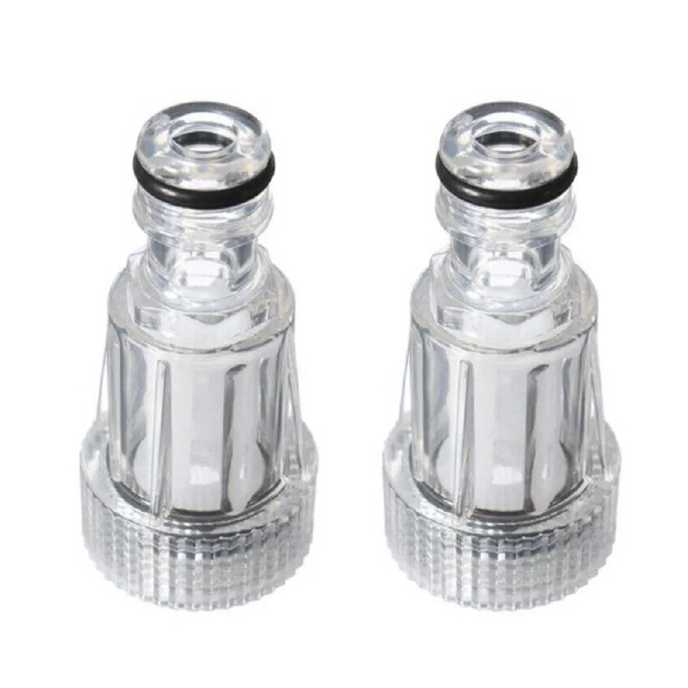 Transparent plastic inlet joint with filter screen for Karcher pressure washers