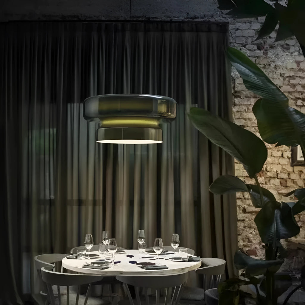 Modern glass chandelier light fixture with contemporary design and multiple colour options