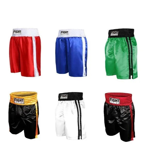 Boxing shorts in black and red colour-block design with side stripes