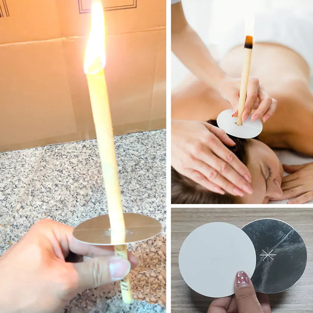 Natural beeswax ear candle 23.5cm with conical design for ear wax removal and aromatherapy.