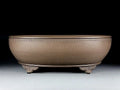Handmade oval purple sand flowerpot with classical design for plant display
